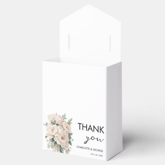 Witte Roze Pioenen Bloemen Rustieke Bruiloft Gunst Bedankdoosjes (Geopend)