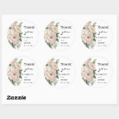 Witte Roze Pioenen Bloemen Rustieke Bruiloft Gunst Ronde Sticker (Vel)