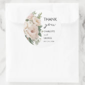 Witte Roze Pioenen Bloemen Rustieke Bruiloft Gunst Ronde Sticker (Tas)