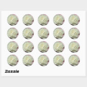 Witte Roze Pioenrozen / Pioenenbruiloft Ronde Stic Ronde Sticker (Vel)