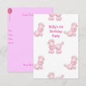 Witte roze poel 1e verjaardag Partij Kaart (Voorkant / Achterkant)