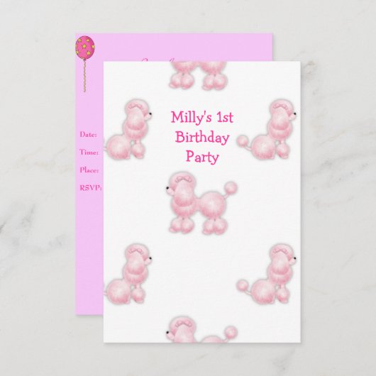 Witte roze poel 1e verjaardag Partij Kaart (Voorkant / Achterkant)