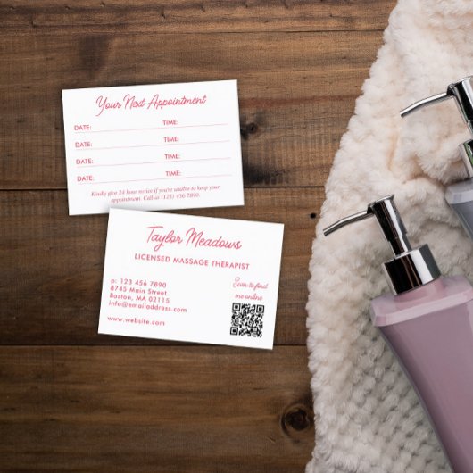 Witte roze Praktische QR-code Meervoudige aanwijzi Afsprakenkaartje