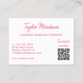 Witte roze Praktische QR-code Meervoudige aanwijzi Afsprakenkaartje (Achterkant)