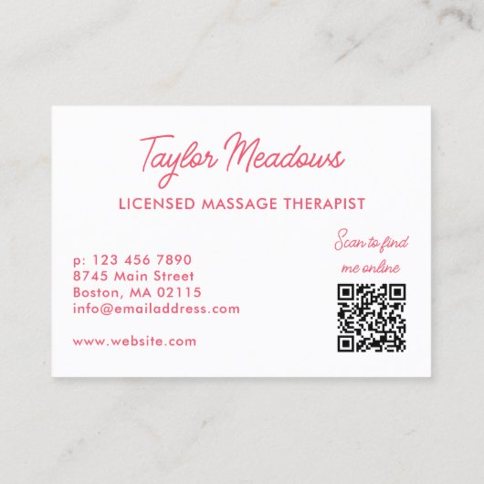 Witte roze Praktische QR-code Meervoudige aanwijzi Afsprakenkaartje (Achterkant)