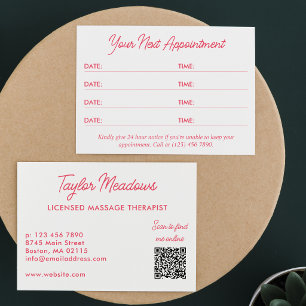 Witte Roze Praktische QR Code Multi Afspraak Afsprakenkaartje