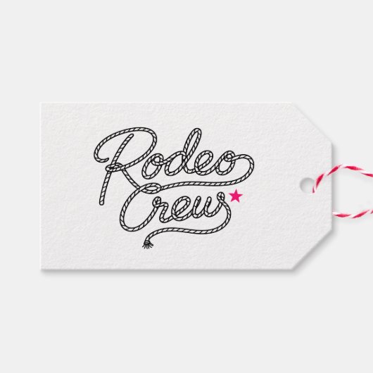 Witte Roze Rodeo Crew Bachelorette Party Cadeaulabel (Voorkant (Horizontaal))