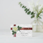 Witte roze roodroodbruine ribbel plaatskaartje (Staand voorkant)