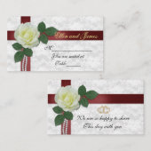 Witte roze roodroodbruine ribbel plaatskaartje (Voorkant / Achterkant)