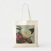 Witte + Roze Roos Tote Bag (Voorkant)