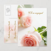 Witte roze roos Verlovingsaankondiging Aankondigingskaart (Voorkant / Achterkant)