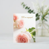 Witte roze roos Verlovingsaankondiging Aankondigingskaart (Staand voorkant)
