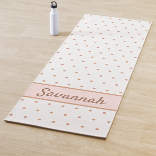 Witte roze roze roze gouden gestippelde monogram yogamat