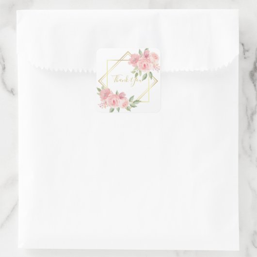 Witte roze roze vierkante sticker (Tas)