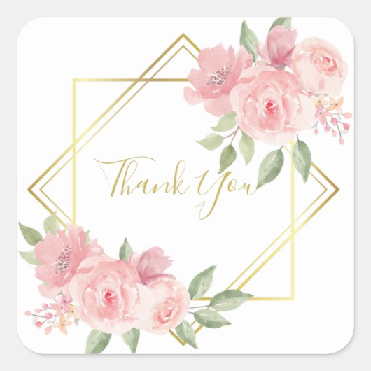 Witte roze roze vierkante sticker (Voorkant)