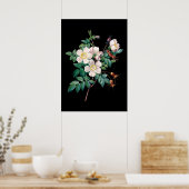 Witte roze roze zwarte achtergronddruk poster (Keuken)
