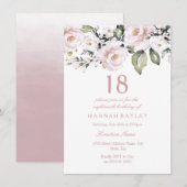 Witte roze rozen 18e verjaardag kaart (Voorkant / Achterkant)