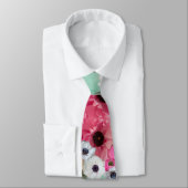 WITTE ROZE ROZEN,ANEMONE FLOWERS BLAUWGROEN AQUA B STROPDAS (Gebonden)