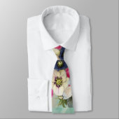 WITTE ROZE ROZEN, ANEMONEN BLOEMEN, AQUA BLAUWE BL STROPDAS (Gebonden)