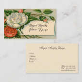  witte roze rozen Elegant Frans land Visitekaartje (Voorkant / Achterkant)