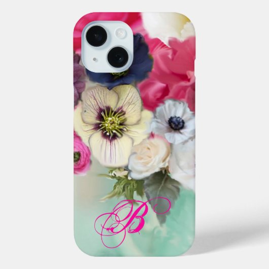 WITTE ROZE ROZEN EN ANEMONEBLOEMEN MONOGRAM Case-Mate iPhone CASE (Achterkant)
