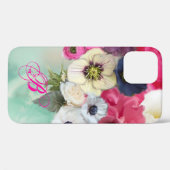 WITTE ROZE ROZEN EN ANEMONEBLOEMEN MONOGRAM Case-Mate iPhone CASE (Achterkant (horizontaal))