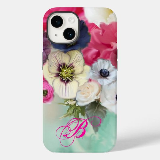 WITTE ROZE ROZEN EN ANEMONEBLOEMEN MONOGRAM Case-Mate iPhone CASE (Achterkant)