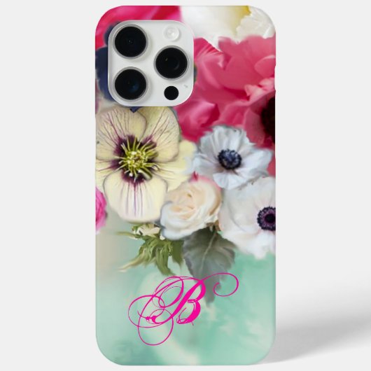 WITTE ROZE ROZEN EN ANEMONEBLOEMEN MONOGRAM Case-Mate iPhone CASE (Achterkant)