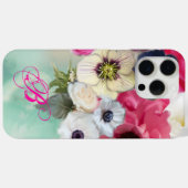 WITTE ROZE ROZEN EN ANEMONEBLOEMEN MONOGRAM Case-Mate iPhone CASE (Achterkant (horizontaal))