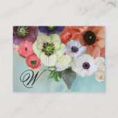 WITTE ROZE ROZEN EN ANEMONEBLOEMEN MONOGRAM VISITEKAARTJE (Achterkant)