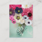 WITTE ROZE ROZEN EN ANEMONEBLOEMEN MONOGRAM VISITEKAARTJE (Achterkant)