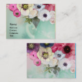 WITTE ROZE ROZEN EN ANEMONEBLOEMEN VISITEKAARTJE (Voorkant / Achterkant)