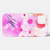 WITTE ROZE ROZEN, RODE ANEMONEBLOEMEN MONOGRAM Case-Mate iPhone CASE (Achterkant (horizontaal))
