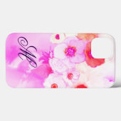 WITTE ROZE ROZEN, RODE ANEMONEBLOEMEN MONOGRAM Case-Mate iPhone CASE (Achterkant (horizontaal))