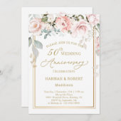 Witte roze rozen rozen Jubileum van 50e bruiloft u Kaart (Voorkant / Achterkant)