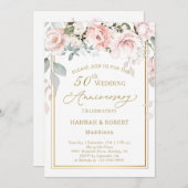 Witte roze rozen rozen Jubileum van 50e bruiloft u Save The Date (Voorkant / Achterkant)