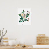 Witte roze rozen vintage poster (Keuken)