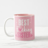Witte roze schattige liefde Koffie Beste zuster Tweekleurige Koffiemok (Links)