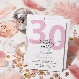 Witte Roze Script 30e Verjaardagsfeestje Kaart