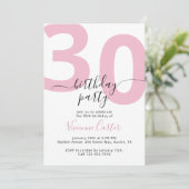 Witte Roze Script 30e Verjaardagsfeestje Kaart (Staand voorkant)