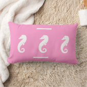 witte/roze SEAHORSE op de PILLOW-kustlijn Kussen (Deken)