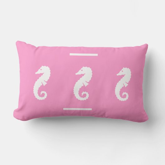 witte/roze SEAHORSE op de PILLOW-kustlijn Kussen (Voorkant)