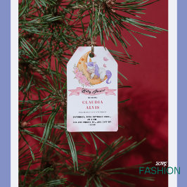 Witte Roze Slaap Eenhoorn Over het M Baby shower Cadeaulabel