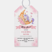 Witte Roze Slaap Eenhoorn Over het M Baby shower Cadeaulabel (Achterkant)