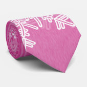 Witte Roze Sneeuwvlokken Minimalistische Kerstnaam Stropdas (Opgerold)