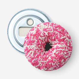 Witte roze sprinkhaan Donut Button Flesopener