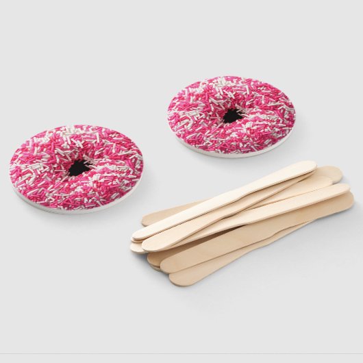 Witte roze sprinkhaan Donut Handwaaier (Niet-gemonteerd)