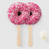 Witte roze sprinkhaan Donut Handwaaier (Voorkant en achterkant)