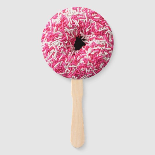 Witte roze sprinkhaan Donut Handwaaier (Voorkant)
