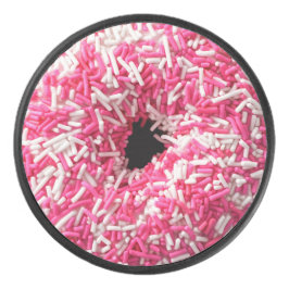 Witte roze sprinkhaan Donut Hockey Puck